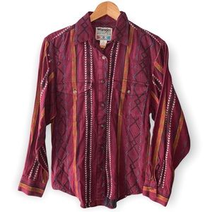 80’s vintage Wrangler western Aztec textured cotton shirt